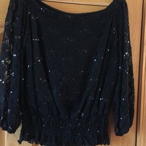 BLU SAGE LACE SEQUIN TOP - Size S - NWOT